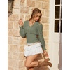 image:imageScarlet Darkness Renaissance Shirt Women Long Sleeve V Neck Peasant TopsBean Green