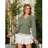 image:imageScarlet Darkness Renaissance Shirt Women Long Sleeve V Neck Peasant TopsBean Green