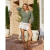 image:imageScarlet Darkness Renaissance Shirt Women Long Sleeve V Neck Peasant TopsBean Green