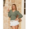 image:imageScarlet Darkness Renaissance Shirt Women Long Sleeve V Neck Peasant TopsBean Green
