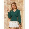 image:imageScarlet Darkness Renaissance Shirt Women Long Sleeve V Neck Peasant TopsBlue Green