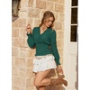 image:imageScarlet Darkness Renaissance Shirt Women Long Sleeve V Neck Peasant TopsBlue Green