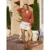 image:imageScarlet Darkness Renaissance Shirt Women Long Sleeve V Neck Peasant TopsBurnt Orange