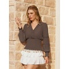image:imageScarlet Darkness Renaissance Shirt Women Long Sleeve V Neck Peasant TopsChocolate