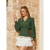 image:imageScarlet Darkness Renaissance Shirt Women Long Sleeve V Neck Peasant TopsDark Green