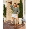 image:imageScarlet Darkness Renaissance Shirt Women Long Sleeve V Neck Peasant TopsMoss Grey
