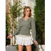 image:imageScarlet Darkness Renaissance Shirt Women Long Sleeve V Neck Peasant TopsMoss Grey