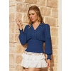image:imageScarlet Darkness Renaissance Shirt Women Long Sleeve V Neck Peasant TopsNavy