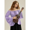 image:imageScarlet Darkness Renaissance Shirt Women Off Shoulder Bell Sleeve Tops Pirate Peasant BlouseLight Purple