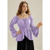 image:imageScarlet Darkness Renaissance Shirt Women Off Shoulder Bell Sleeve Tops Pirate Peasant BlouseLight Purple