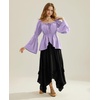 image:imageScarlet Darkness Renaissance Shirt Women Off Shoulder Bell Sleeve Tops Pirate Peasant BlouseLight Purple