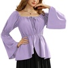 image:imageScarlet Darkness Renaissance Shirt Women Off Shoulder Bell Sleeve Tops Pirate Peasant BlouseLight Purple