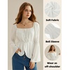 image:imageScarlet Darkness Renaissance Shirt Women Off Shoulder Bell Sleeve Tops Pirate Peasant BlouseWhite