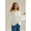 image:imageScarlet Darkness Renaissance Shirt Women Off Shoulder Bell Sleeve Tops Pirate Peasant BlouseWhite