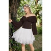 image:imageScarlet Darkness Renaissance Shirt Women Pirate Peasant Off Shoulder TopsDark Brown