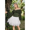 image:imageScarlet Darkness Renaissance Shirt Women Pirate Peasant Off Shoulder TopsDark Olive Green