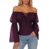 image:imageScarlet Darkness Renaissance Shirt Women Pirate Peasant Off Shoulder TopsDark Purple