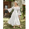 image:imageScarlet Darkness Renaissance Shirt Women Pirate Peasant Off Shoulder TopsWhite