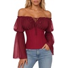 image:imageScarlet Darkness Renaissance Shirt Women Pirate Peasant Off Shoulder TopsWine