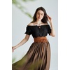 image:imageScarlet Darkness Renaissance Shirt Women Summer Off Shoulder Short Sleeve Peasant TopsBlack