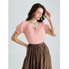 image:imageScarlet Darkness Renaissance Shirt Women Summer Off Shoulder Short Sleeve Peasant TopsPink