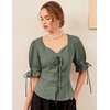 image:imageScarlet Darkness Renaissance Shirts for Women Summer Plus Size Laceup TopsGreen Gray