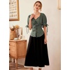 image:imageScarlet Darkness Renaissance Shirts for Women Summer Plus Size Laceup TopsGreen Gray