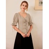 image:imageScarlet Darkness Renaissance Shirts for Women Summer Plus Size Laceup TopsLight Khaki