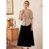 image:imageScarlet Darkness Renaissance Shirts for Women Summer Plus Size Laceup TopsLight Khaki