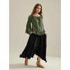image:imageScarlet Darkness Women Bell Sleeve Tops Ruffle Off Shoulder Peasant BlouseArmy Green