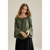 image:imageScarlet Darkness Women Bell Sleeve Tops Ruffle Off Shoulder Peasant BlouseArmy Green