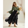image:imageScarlet Darkness Women Bell Sleeve Tops Ruffle Off Shoulder Peasant BlouseArmy Green