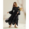 image:imageScarlet Darkness Women Bell Sleeve Tops Ruffle Off Shoulder Peasant BlouseBlack