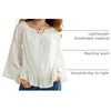 image:imageScarlet Darkness Women Bell Sleeve Tops Ruffle Off Shoulder Peasant BlouseIvory