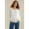 image:imageScarlet Darkness Women Bell Sleeve Tops Ruffle Off Shoulder Peasant BlouseIvory