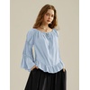 image:imageScarlet Darkness Women Bell Sleeve Tops Ruffle Off Shoulder Peasant BlouseLight Blue