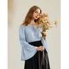 image:imageScarlet Darkness Women Bell Sleeve Tops Ruffle Off Shoulder Peasant BlouseLight Blue