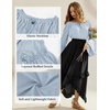image:imageScarlet Darkness Women Bell Sleeve Tops Ruffle Off Shoulder Peasant BlouseLight Blue