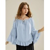 image:imageScarlet Darkness Women Bell Sleeve Tops Ruffle Off Shoulder Peasant BlouseLight Blue