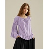 image:imageScarlet Darkness Women Bell Sleeve Tops Ruffle Off Shoulder Peasant BlouseLight Purple