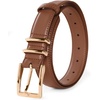 image:imageScarlet Darkness Women Leather Belt with Gold Buckle Vintage Waist BeltsBrown