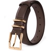 image:imageScarlet Darkness Women Leather Belt with Gold Buckle Vintage Waist BeltsDark Brown