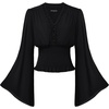 image:imageScarlet Darkness Women Renaissance Peasant Shirt Bell Sleeve Pirate TopBlack