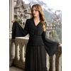 image:imageScarlet Darkness Women Renaissance Peasant Shirt Bell Sleeve Pirate TopBlack