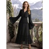 image:imageScarlet Darkness Women Renaissance Peasant Shirt Bell Sleeve Pirate TopBlack