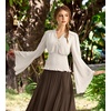 image:imageScarlet Darkness Women Renaissance Peasant Shirt Bell Sleeve Pirate TopIvory White