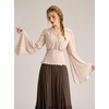 image:imageScarlet Darkness Women Renaissance Peasant Shirt Bell Sleeve Pirate TopOatmeal
