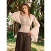 image:imageScarlet Darkness Women Renaissance Peasant Shirt Bell Sleeve Pirate TopOatmeal