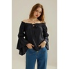 image:imageScarlet Darkness Women Renaissance Shirt Off Shoulder Bell Sleeve TopsBlack