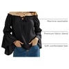 image:imageScarlet Darkness Women Renaissance Shirt Off Shoulder Bell Sleeve TopsBlack